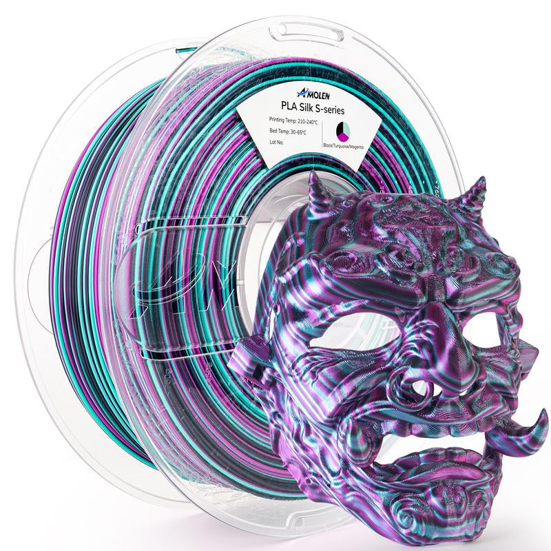 AMOLEN PLA Silk S-Series Shiny Multicolor Rainbow 3D Printer Filament, 1.75Mm