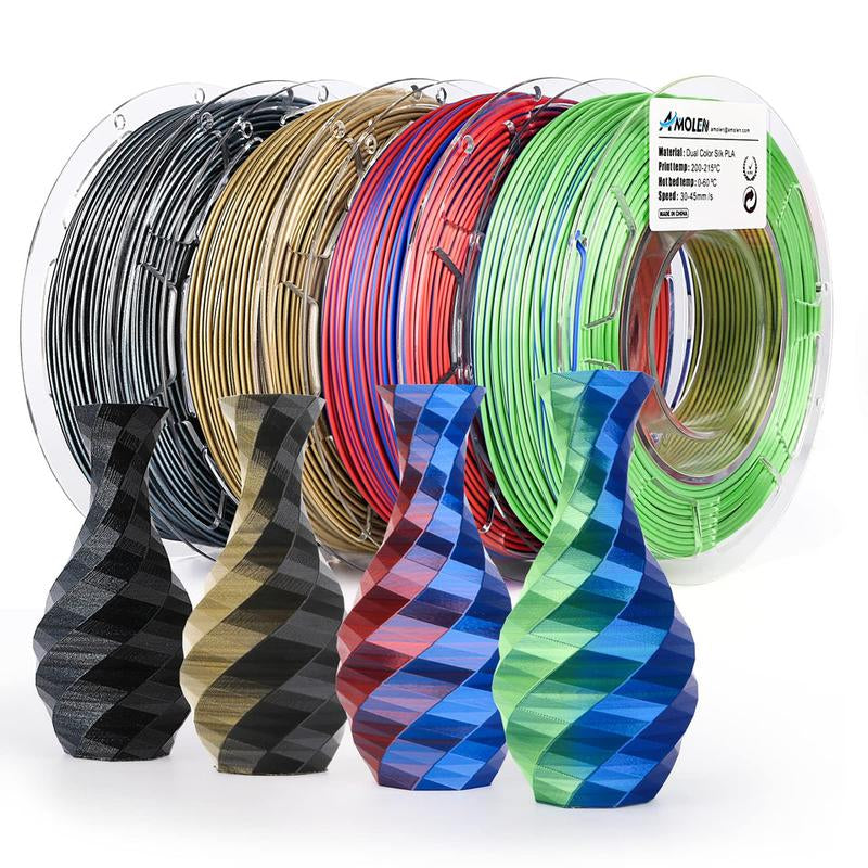 AMOLEN PLA Silk Dual Color 3D Printing Filament, 1.75Mm