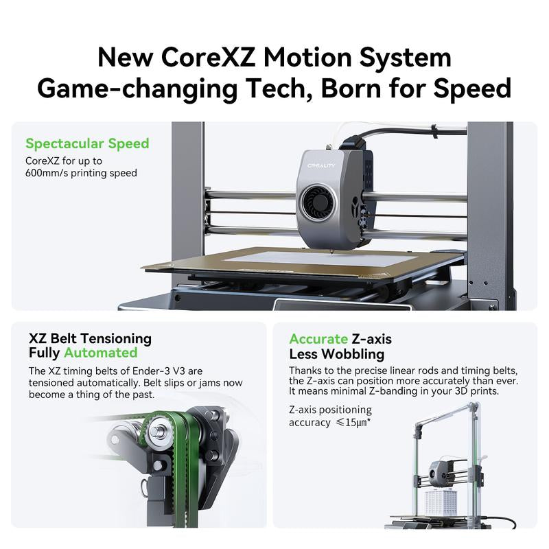 Creality Ender-3 V3 Corexz 3D Printer - 600Mm/S Speed, Metal Build with Die-Cast Parts
