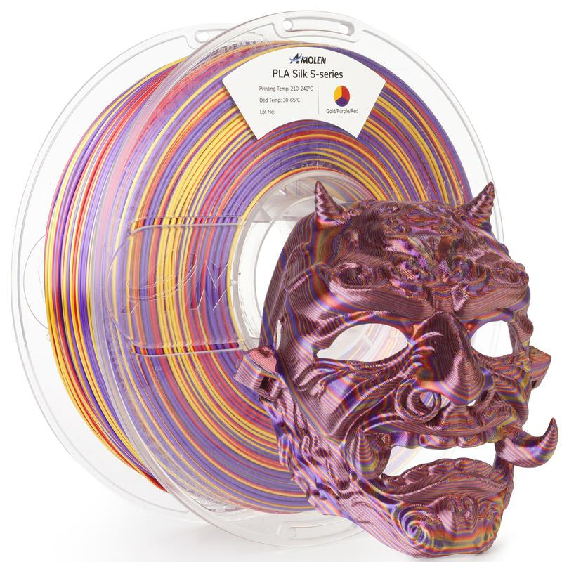 AMOLEN PLA Silk S-Series Shiny Multicolor Rainbow 3D Printer Filament, 1.75Mm