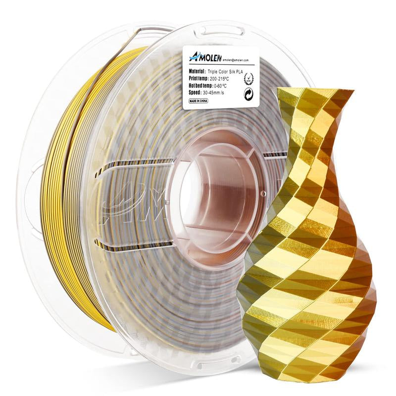 AMOLEN  PLA Silk Triple Color 3D Printing Filament, 1.75Mm