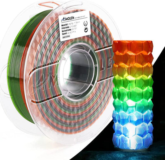 AMOLEN Transparent Rainbow PETG 3D Filament,1.75Mm